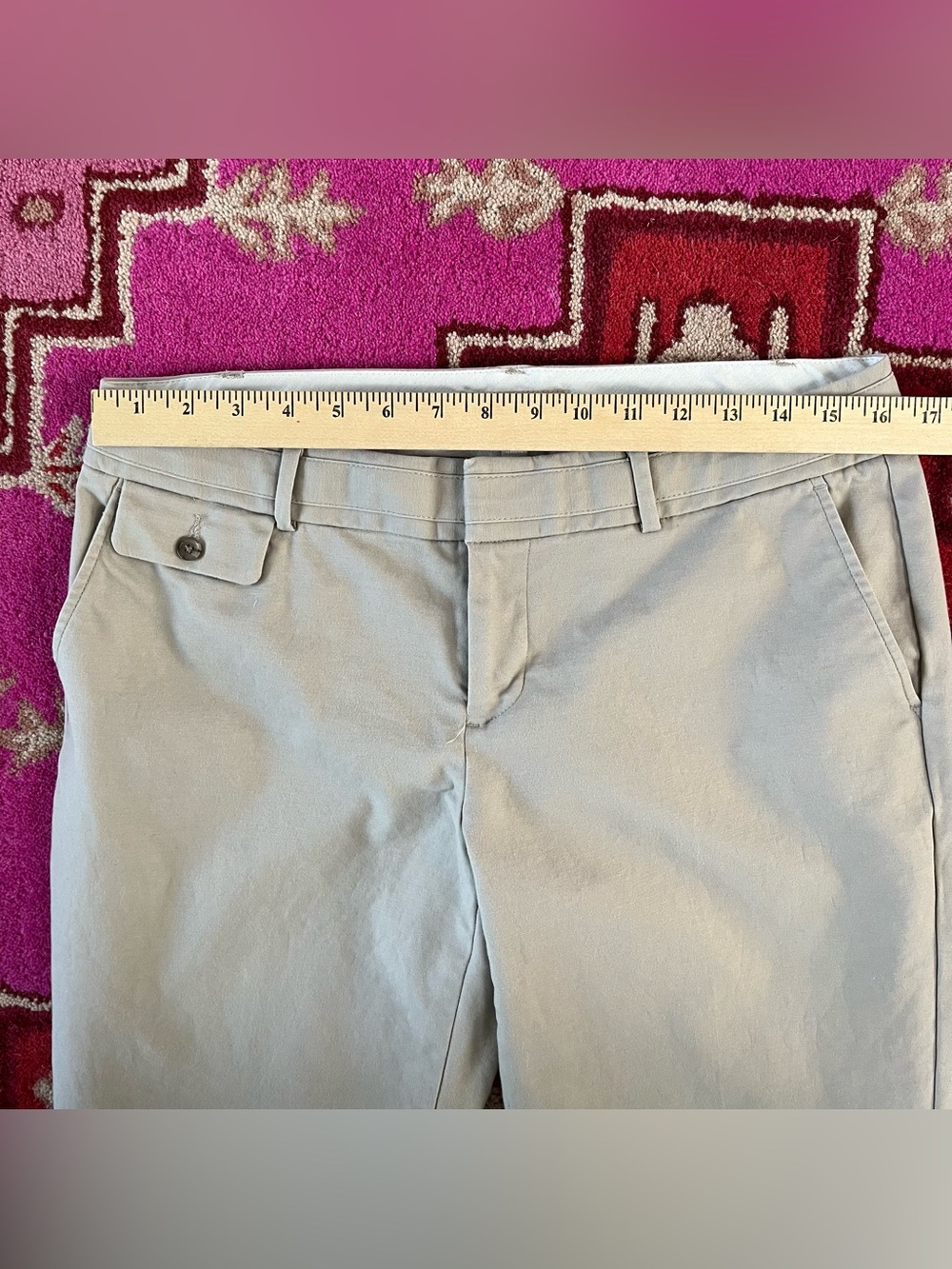 Banana Republic sz 10 Long Ryan Fit Khaki Pants Trousers Bootcut Beige Stretch - Picture 3 of 7